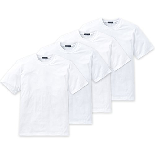 Schiesser Herren American T-Shirt Rundhals - 008150-4er Spar-Pack (L (Gr.6), 4 X Weiß) von Schiesser