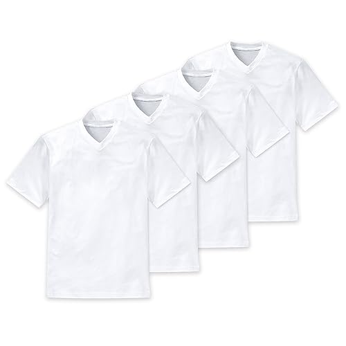 Schiesser Herren American T-Shirt V-Ausschnitt - 008151-4er Spar-Pack (XL (Gr.7), 4 X Weiß) von Schiesser