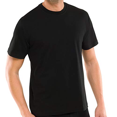 Schiesser Herren American T- Shirts mit Rundhals, 2er Pack (L / (6), schwarz) von Schiesser