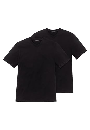 Schiesser Herren American T- Shirts mit V-Ausschnitt, 2er - Pack (S / (4), schwarz) von Schiesser