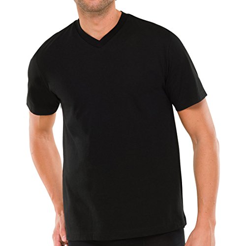 Schiesser Herren American T- Shirts mit V-Ausschnitt, 2er - Pack (XXL / (8), schwarz) von Schiesser