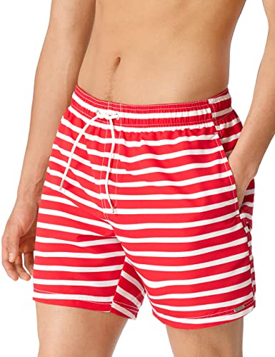 Schiesser Herren Badeshorts Badehose, Rot Gestreift, M EU von Schiesser