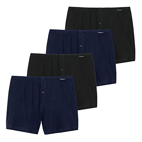 Schiesser Herren Boxershorts 4er Pack - Shorts, Single Jersey, Uni, S-4XL (2X 2er Pack) (Schwarz/Dunkelblau (909), XL (X-Large) - 4-Pack) von Schiesser