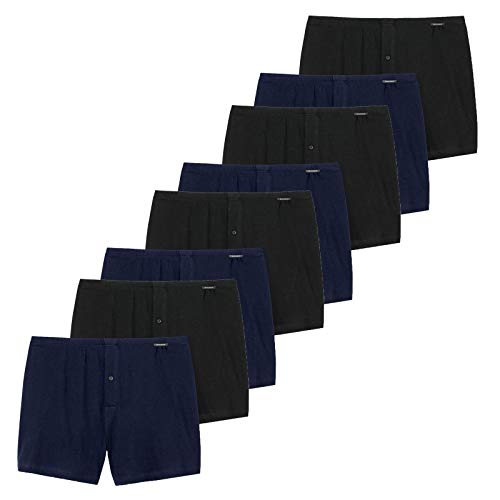 Schiesser Herren Boxershorts 8er Pack - Shorts, Single Jersey, Uni, S-4XL (4X 2er Pack) (Schwarz/Dunkelblau (909), 2XL (2X-Large) - 8-Pack) von Schiesser