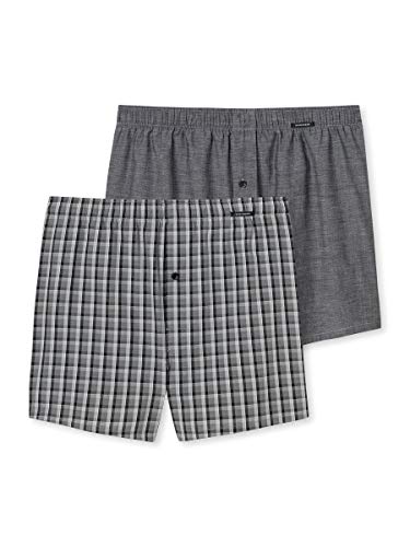 Schiesser Herren 2 PACK Boxershorts Baumwolle Web Multipack - Webboxer, schwarz_168445, 4/ S von Schiesser