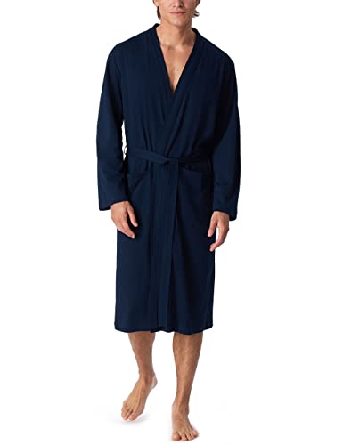 Schiesser Herren Fine Interlock 120 Cm Länge - Bio Baumwolle Bademantel, Dunkelblau_178407, L EU von Schiesser