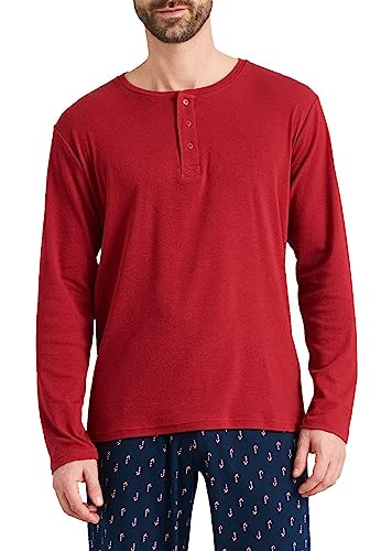 Schiesser Herren Langarmshirt Knopfleiste Pyjamaoberteil, rot, 54 von Schiesser