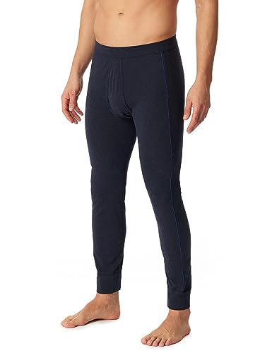 Schiesser Herren Lange Unterhose mit Eingriff Bio Baumwolle - Comfort Fit Unterwäsche, Blau-mel., L EU von Schiesser