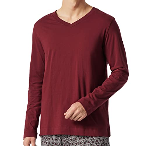 Schiesser Herren Mix & Relax T-shirt V-ausschnitt Pyjamaoberteil, Bordeaux, 48 von Schiesser