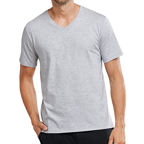 Schiesser Herren Mix & Relax T-shirt V-ausschnitt Pyjamaoberteil, Grau (Grau-mel. 202), 58 von Schiesser