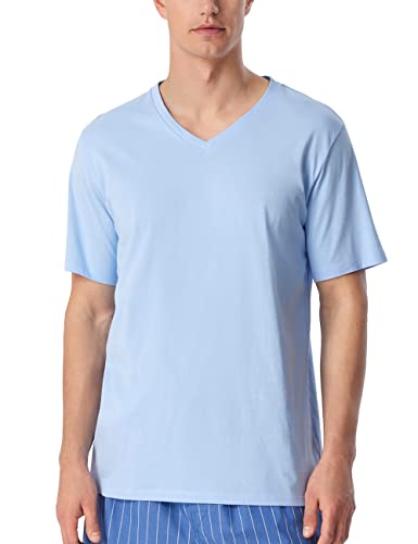 Schiesser Herren Mix & Relax T-shirt V-ausschnitt Pyjamaoberteil, Blau, 50 von Schiesser