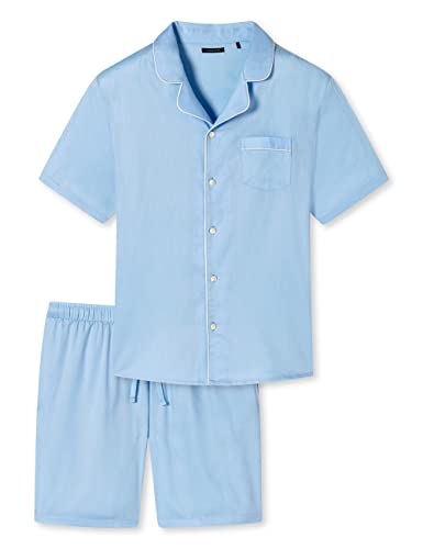 Schiesser Herren Pyjama Kurz Pyjamaset, hellblau Piping, 52 von Schiesser