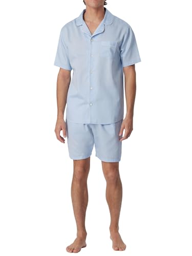 Schiesser Herren Pyjama Kurz Pyjamaset, hellblau Piping, 52 von Schiesser