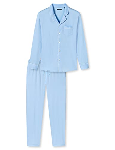 Schiesser Herren Pyjama Lang Pyjamaset, hellblau Piping, 52 von Schiesser