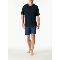 Schiesser Herren Pyjama blau Jersey-Baumwolle Gemustert von Schiesser