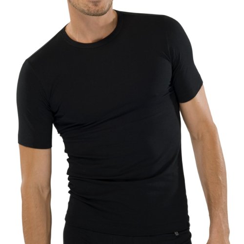 Schiesser Herren Rundhals T-Shirt 95/5 2er Pack, Farbe:Schwarz (000);Größe:5/M von Schiesser