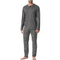Schiesser Herren Pyjama grau Jersey-Baumwolle gemustert von Schiesser