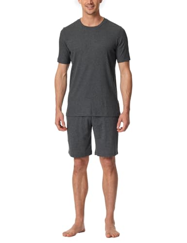 Schiesser Herren Schlafanzug Kurz Rundhals - Modern Nightwear Pyjamaset, Dunkelgrau-gem._181918, 54 EU von Schiesser