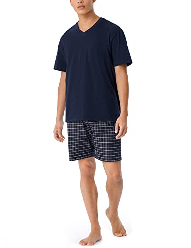 Schiesser Herren Schlafanzug kurz V-Ausschnitt - Nightwear Set, Blau_159636, 50 von Schiesser