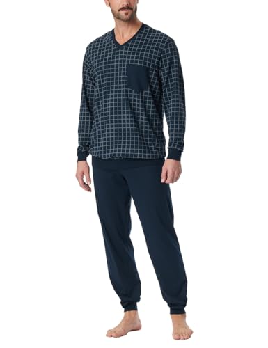 Schiesser Herren Schlafanzug Lang - Comfort Nightwear Pyjamaset, Jeansblau_181162, 27 EU von Schiesser