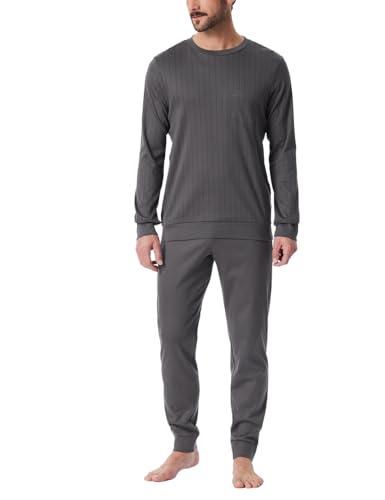 Schiesser Herren Schlafanzug Lang Wärmere Baumwolle-Fein Interlock Pyjamaset, Anthrazit_182025, 64 (2er Pack) von Schiesser