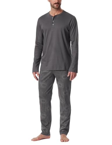 Schiesser Herren Schlafanzug Lang Wärmere Baumwolle-Fein Interlock Pyjamaset, Anthrazit_182027, 48 (2er Pack) von Schiesser