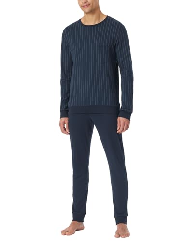 Schiesser Herren Schlafanzug Lang Wärmere Baumwolle-Fein Interlock Pyjamaset, Nachtblau_182025, 60 (2er Pack) von Schiesser