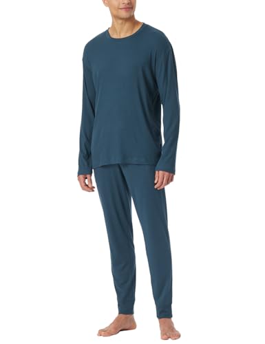 Schiesser Herren Schlafanzug Lang - Weiches Flanell Modern Nightwear Pyjamaset, Dunkelblau_181919, 58 EU von Schiesser