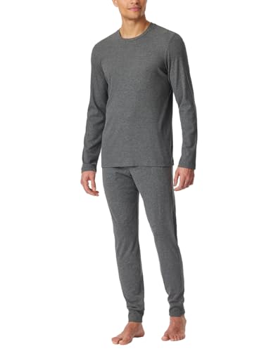 Schiesser Herren Schlafanzug Lang - Weiches Flanell Modern Nightwear Pyjamaset, Dunkelgrau-gem._181919, 56 EU von Schiesser