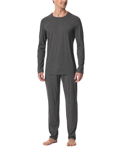 Schiesser Herren Schlafanzug Lang - Weiches Flanell Modern Nightwear Pyjamaset, Dunkelgrau-gem._181920, 58 EU von Schiesser