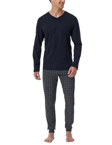 Schiesser Herren Schlafanzug Lang mit Bündchen-Nightwear Set Pyjamaset, Nachtblau_181922, 58 von Schiesser