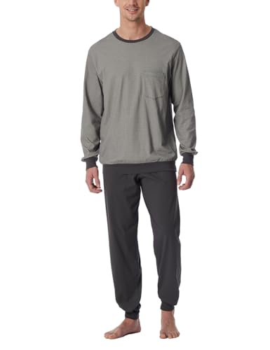 Schiesser Herren Schlafanzug Lang mit Bündchen-Nightwear Set Pyjamaset, anthrazit_181156, 48 von Schiesser