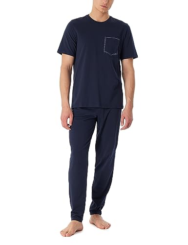 Schiesser Herren Schlafanzug Shirt Kurzarm/Hose lang-Nightwear Set Pyjamaset, Nachtblau, 56 von Schiesser
