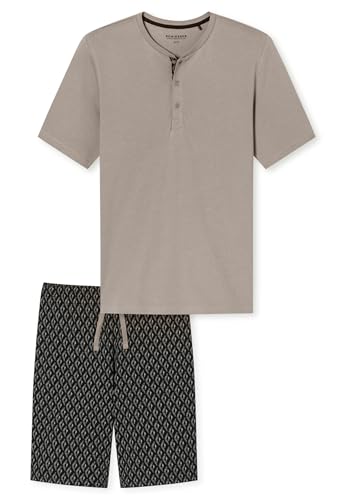 Schiesser Herren Schlafanzug kurz-Fine Interlock Pyjamaset, braungrau_181173, 48 von Schiesser