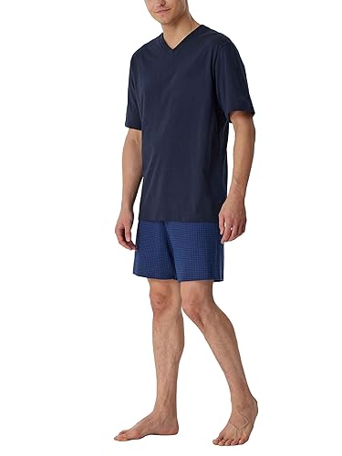 Schiesser Herren Schlafanzug kurz V-Ausschnitt-Nightwear Set Pyjamaset, dunkelblau_180250, 56 von Schiesser