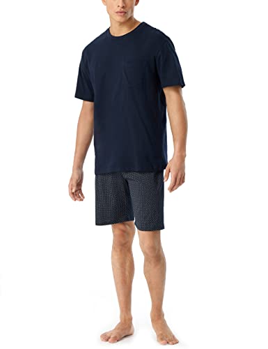 Schiesser Herren Schlafanzug kurz Rundhals - Nightwear Set, blau_159634, 48/ S von Schiesser