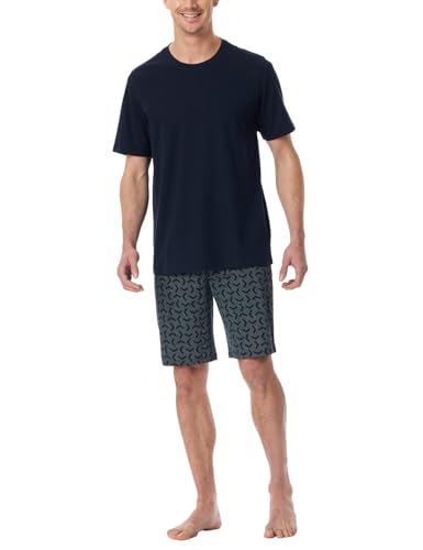Schiesser Herren Schlafanzug kurz Rundhals - Nightwear Set, Nachtblau_181157, 48 von Schiesser