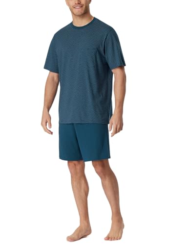 Schiesser Herren Schlafanzug kurz Rundhals-Nightwear Set Pyjamaset, Blickdicht, Admiral_181155, 52 von Schiesser