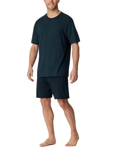 Schiesser Herren Schlafanzug kurz Rundhals-Nightwear Set Pyjamaset, Blickdicht, Nachtblau_181155, 54 von Schiesser