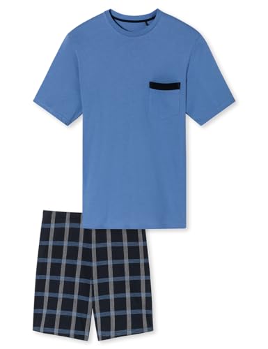 Schiesser Herren Schlafanzug kurz Rundhals-Nightwear Set Pyjamaset, Blickdicht, atlantikblau_180261, 54 von Schiesser