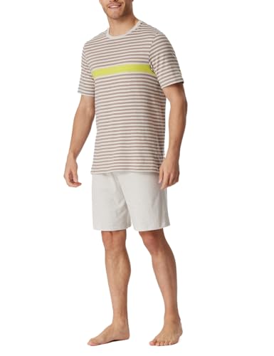 Schiesser Herren Schlafanzug kurz Rundhals - Nightwear Set, braungrau_181165, 48 von Schiesser
