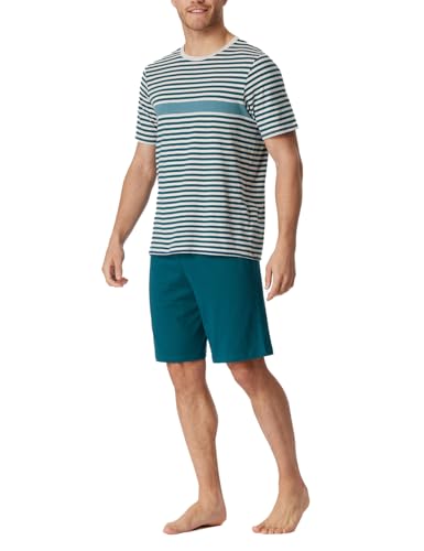 Schiesser Herren Schlafanzug kurz Rundhals - Nightwear Set, Jeansblau_181165, 48 von Schiesser