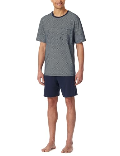 Schiesser Herren Schlafanzug kurz Rundhals - Nightwear Set, Nachtblau_182195, 52 von Schiesser