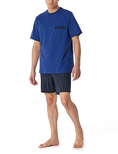 Schiesser Herren Schlafanzug kurz Rundhals-Nightwear Set Pyjamaset, Navy_180261, 54 von Schiesser