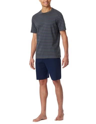 Schiesser Herren Schlafanzug kurz Rundhals - Nightwear Set, anthrazit_182198, 58 von Schiesser