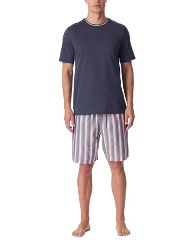 Schiesser Herren Schlafanzug kurz Rundhals mit Webhose-Merzerisierte Baumwolle Pyjamaset, Kohle_181182, 58 von Schiesser