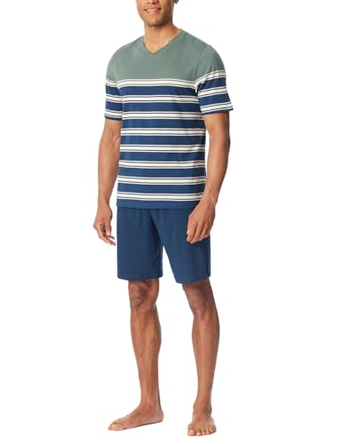 Schiesser Herren Schlafanzug kurz V-Ausschnitt-Casual Essentials Pyjamaset, Khaki_182604, 54 von Schiesser