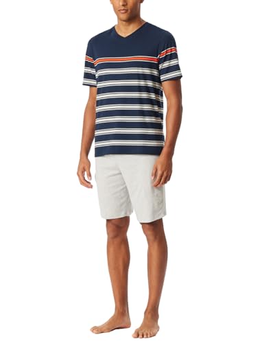 Schiesser Herren Schlafanzug kurz V-Ausschnitt-Casual Essentials Pyjamaset, Nachtblau_182604, 50 von Schiesser