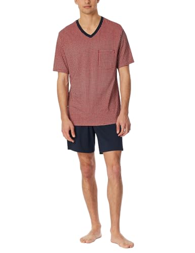 Schiesser Herren Schlafanzug kurz V-Ausschnitt-Comfort Nightwear Pyjamaset, Chilli rot_181161, 54 von Schiesser