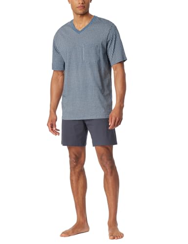 Schiesser Herren Schlafanzug kurz V-Ausschnitt-Comfort Nightwear Pyjamaset, Graphit_181161, 50 von Schiesser